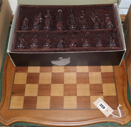 An American Civil War themed composition chess set and inlaid board